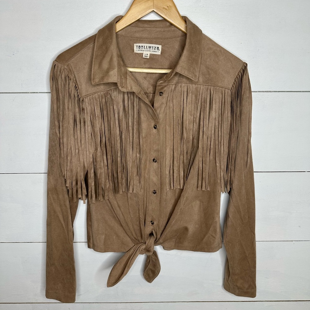 Idyllwind Brown Fringe Button Down Shirt